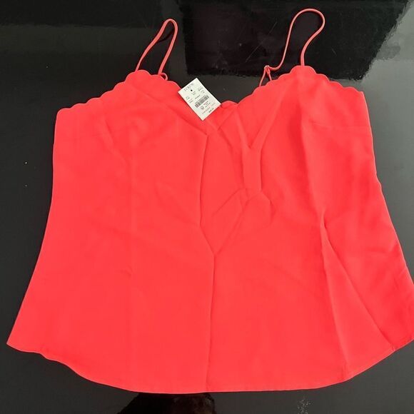 NWT JCrew scalloped tank top orange 10 - Picture 2 of 6